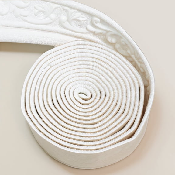 2 Rolls 90"x3.1" Peel and Stick Foam Molding Trim, Self Adhesive Baseboard Border for Home Decoration, White