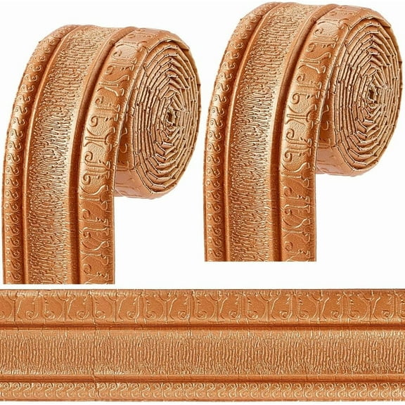 2 Rolls 91x3 Inch Chocolate 3D Wall Edging Foam Flexible Wallpaper Border Molding Peel and Stick Mirror Edging Frame Lines Wall Base Ceiling Baseboard for Home DIY Furniture Decor