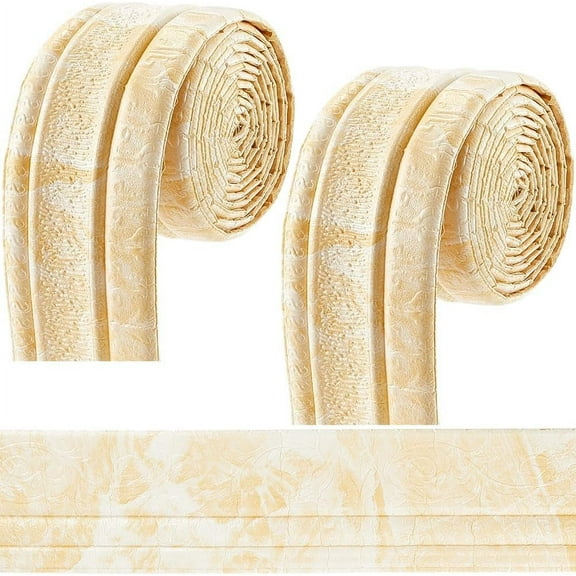 2 Rolls 91x3 Inch Crown Molding Peel and Stick Mirror Edging Frame Lines Wall Base Moccasin 3D Wall Edging Foam Flexible Wallpaper Border Ceiling Baseboard for Home
