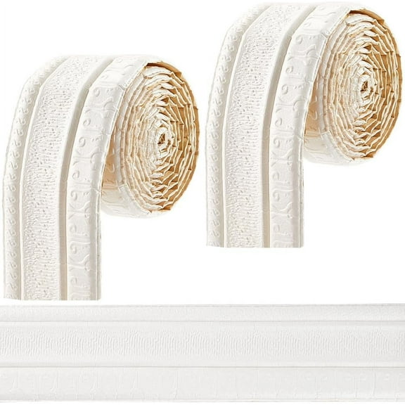 2 Rolls 91x3 Inch Molding Peel and Stick Floral White 3D Wall Edging Foam Flexible Wallpaper Border Mirror Edging Frame Lines Wall Base Ceiling Baseboard for Home DIY Furniture