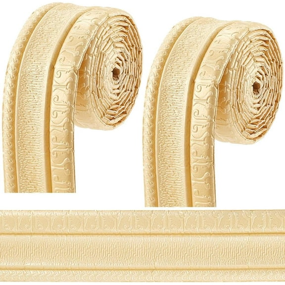 2 Rolls 91x3 Inch Navajo White 3D Wall Edging Foam Flexible Wallpaper Border Crown Molding Peel and Stick Mirror Edging Frame Lines Home DIY Furniture