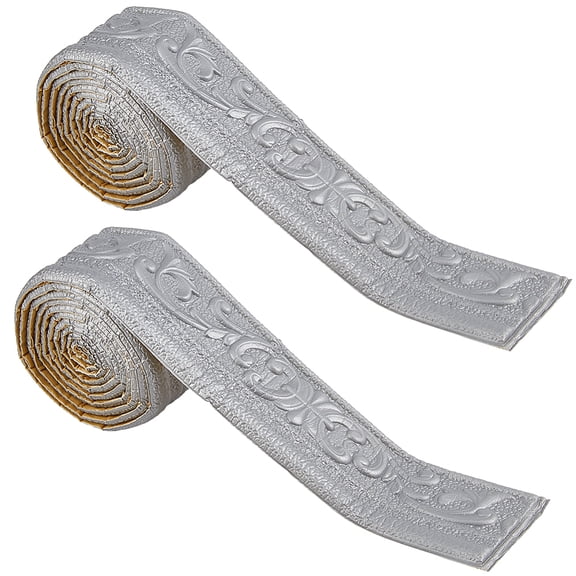 2 Rolls 91x3 Inch Peel and Stick Foam 3D Wallpaper Border Self Adhesive Molding Baseboard Trim Flexible Mirror Wall Base Edging Frame Lines DIY