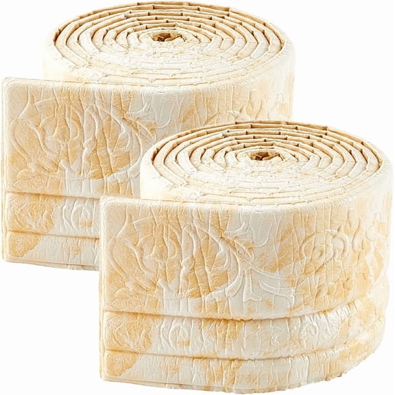 2 Rolls 91x4 Inch Wheat 3D Wall Edging Foam Flexible Wallpaper Border Molding Peel and Stick Mirror Edging Frame Lines Wall Base Ceiling Baseboard DIY