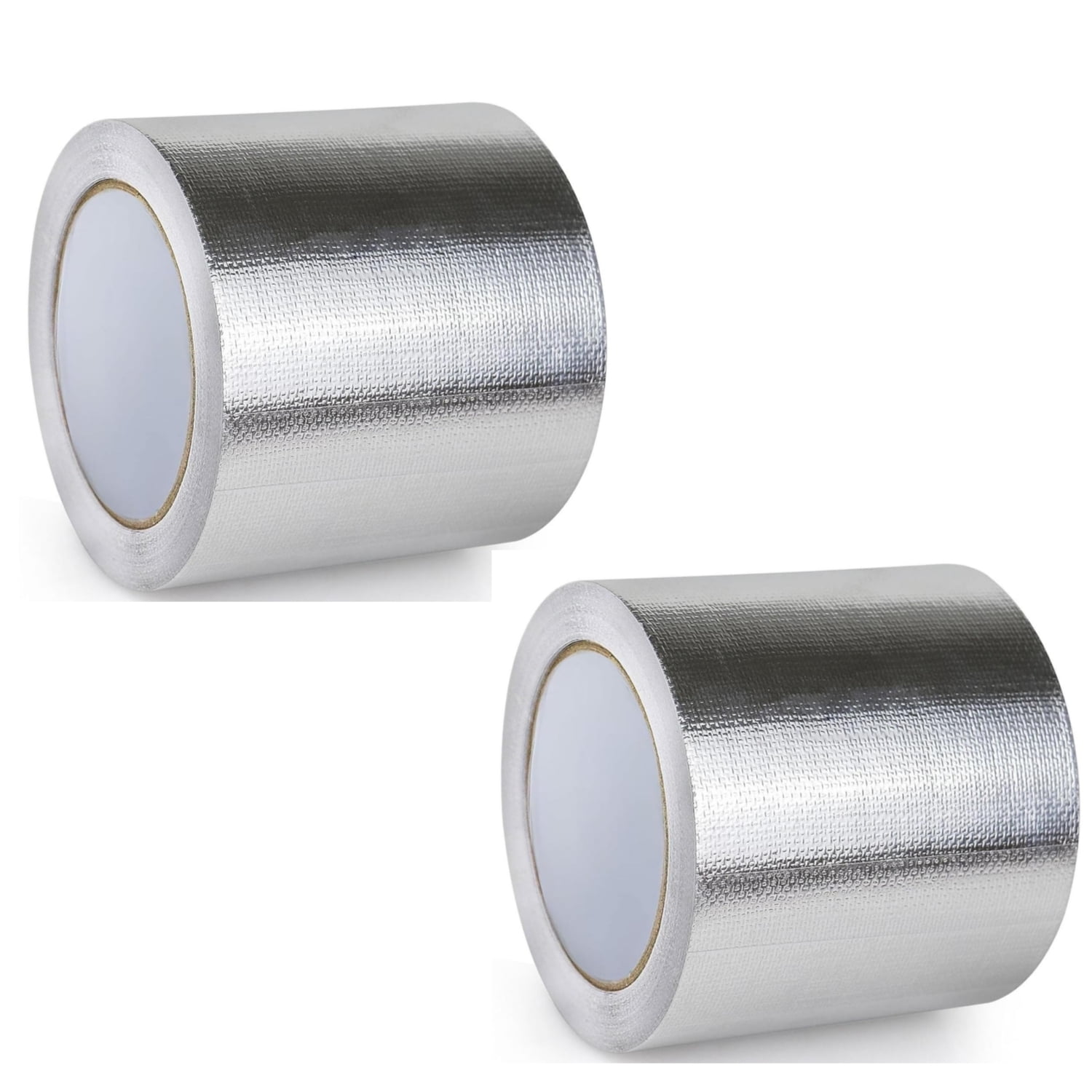 2 Rolls Aluminum Foil Tape High Temperature Fiberglass Insulation Tape 4 inch Heat Reflective Duct Tape for Pipe Leak Sealing Auto Heat Shield Metal Patching,65 ft/Roll