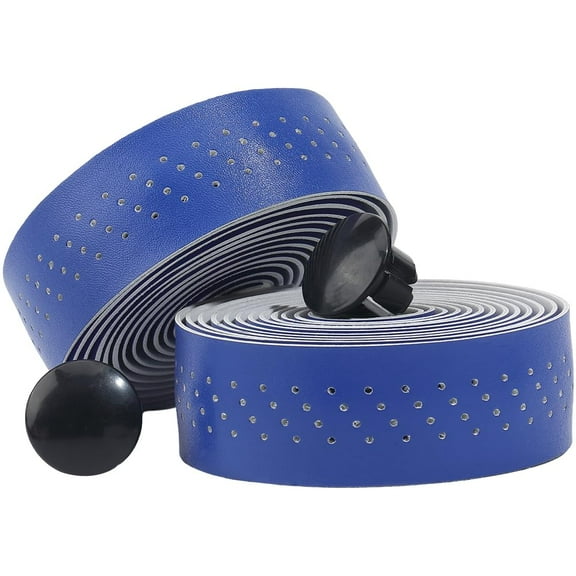 2 Rolls Bicycle Handle Bar Tape Road Bike Handle Tape Handlebar Tapes PU Leather Royal Blue Bike Handle Wrap with 2 PCS End Plugs for Road Bike Steering Wheel Chair Armrest