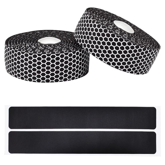 2 Rolls Bike Handlebar Tape Non-Slip Cycling Handle Wraps Soft Bicycle Bandage Bar Grip Wrap Tape Adhesive Back with 2 Pcs Bar End Plugs for Road Racing Mountain Bike White