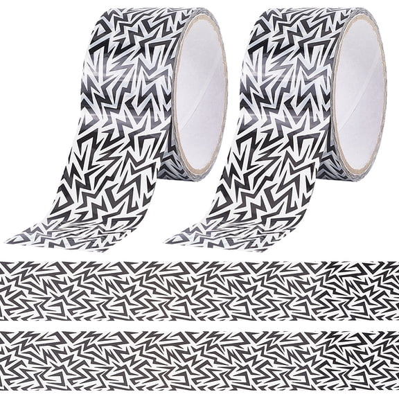 2 Rolls Black White Self Adhesive Paper Tape Roll DIY Scrapbook Decorative Paper Tapes for DIY Scrapbooking Supplies Gift Decoration Mixed Shapes 48mm