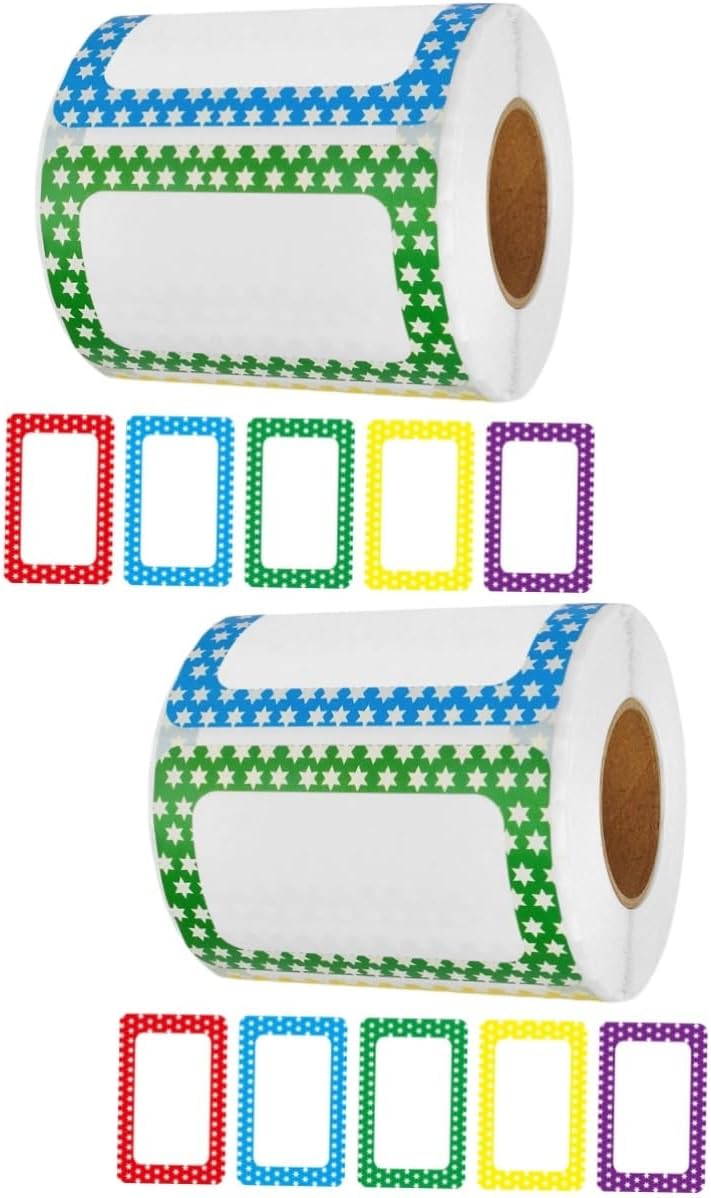 2 Rolls Blank Label Stickers Personalized Labels for Colors Plain Name