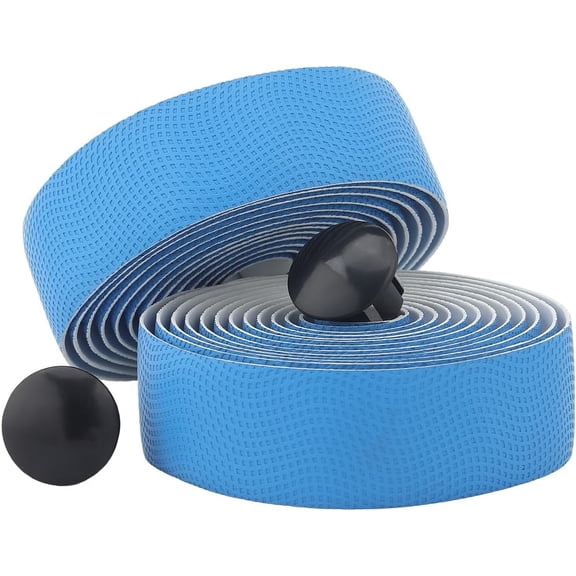2 Rolls Blue Bicycle Handlebar Tape Polyurethane Sweat Absorbent Enhance Comfortable Grip Bicycle Handlebar Padded Wraps Tapes with Rod End Plugs Belt for Gravel Road Cycling Riding Blue
