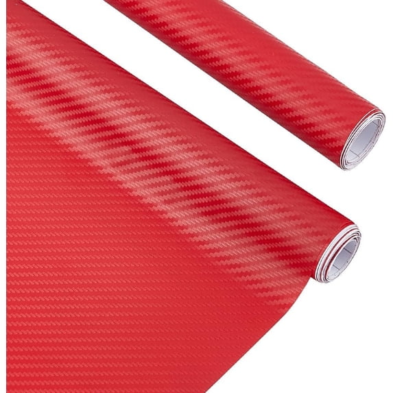 2 Rolls Carbon Fiber Stickers 9.8ft 3D Red Carbon Fiber Vinyl Wraps ...