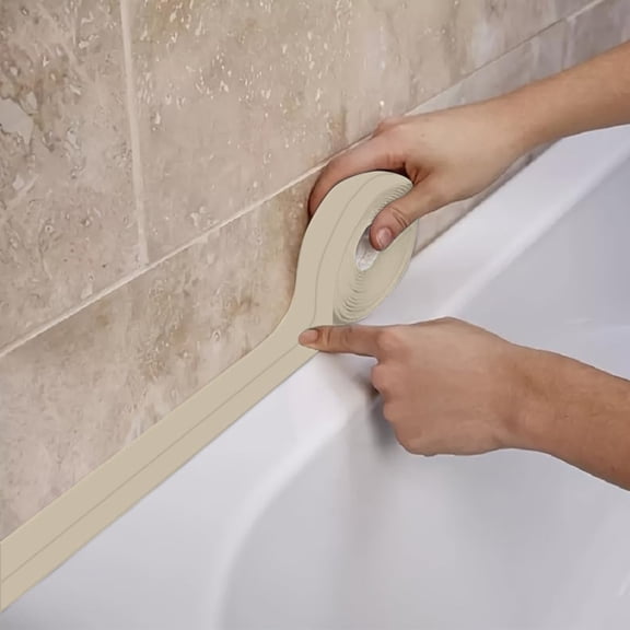 2 Rolls Caulk Tape Self Adhesive, Waterproof Caulking Strip Peel & Stick Wallpaper Floor Tile Toilet Bowl Gel Bathroom Kitchen Wall Decor, A Simple & Effective Solution for Sealing & Trimming