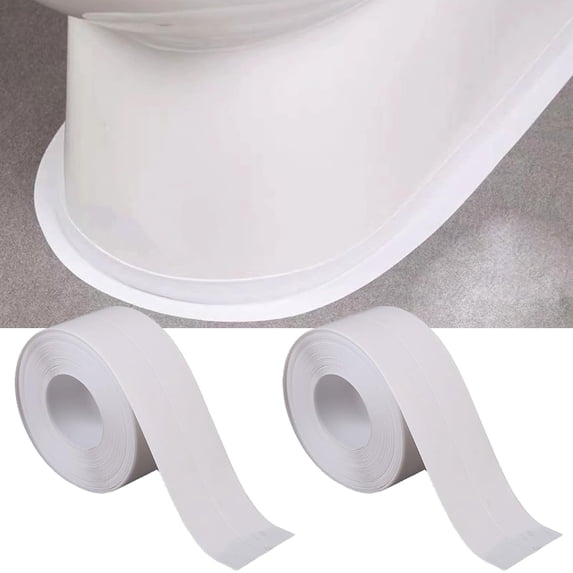 2 Rolls Caulk Tape Waterproof Self Adhesive Bathroom White Caulking Sealant Strip Peel & Stick Wallpaper Floor Tile Toilet Tub Sink Backsplash Kitchen Wall Decor