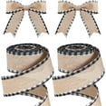 thumbnail image 1 of 2 Rolls Christmas Buffalo Plaid Wired Edge Ribbons Christmas Tree Burlap Fabric Craft Ribbon Wrapping Ribbon with Checkered Edge, 6Yards/Roll, 1 of 6