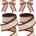 thumbnail image 1 of 2 Rolls Christmas Buffalo Plaid Wired Edge Ribbons Christmas Tree Burlap Fabric Craft Ribbon Wrapping Ribbon with Checkered Edge, 6Yards/Roll, 1 of 6
