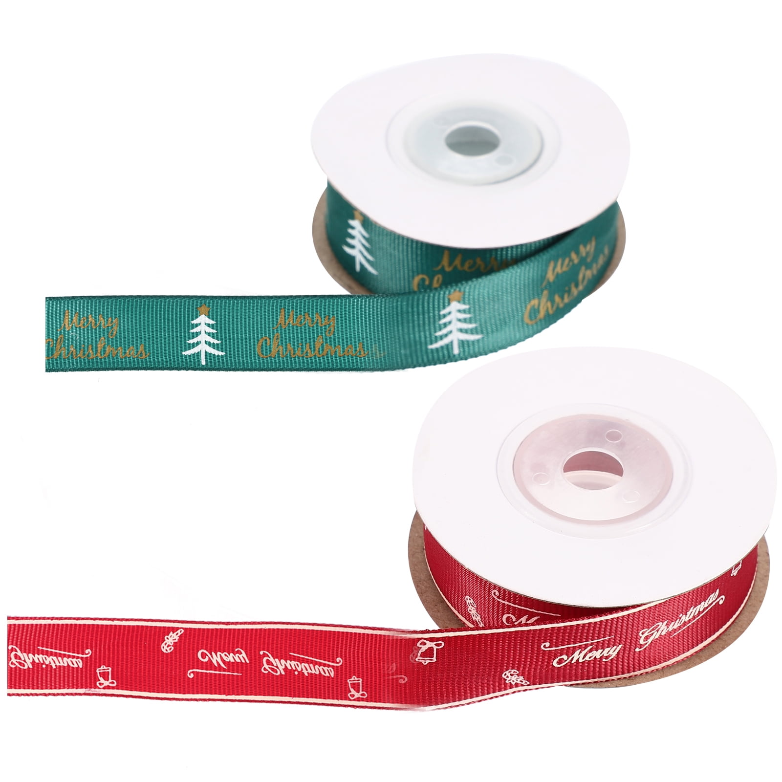 2 Rolls Christmas Ribbons Wired Ribbons Gift Wrapping Ribbons Xmas Gift