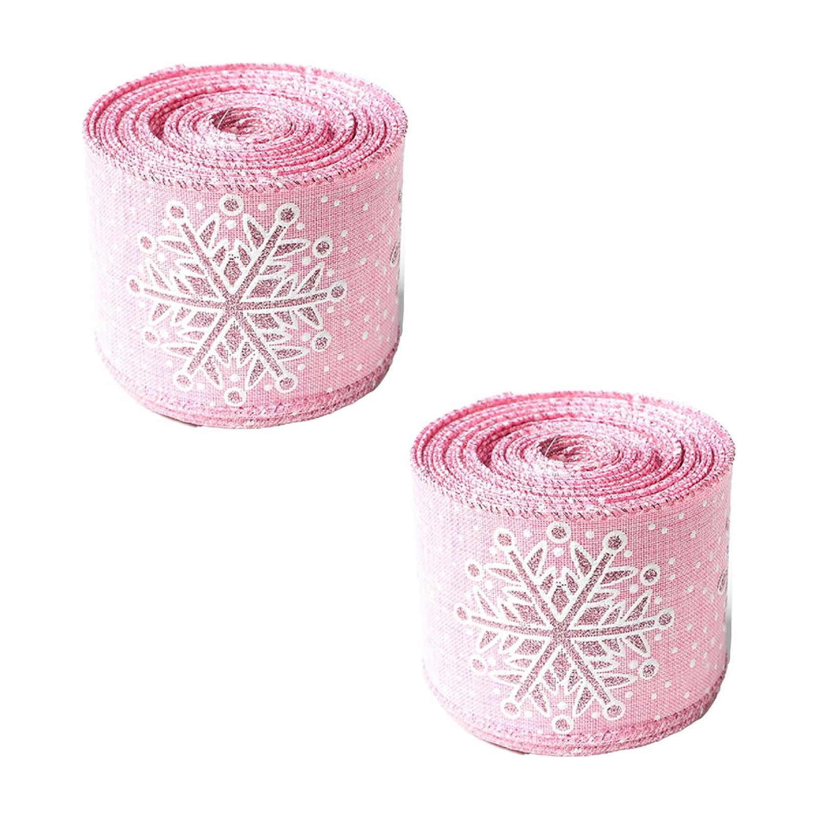Snow Ribbon Food 2 Rolls Christmas Ribbons for Crafting, Total 20 Yards, Snow Burlap ...