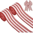 thumbnail image 1 of 2 Rolls Christmas Wired Edge Ribbon Christmas White Red Striped Fabric Ribbon Farmhouse Craft Ribbon for DIY Gift Wrapping Wreath Floral Arrangement Bow Decoration,2.5 Inch x 12 Yard, 1 of 7
