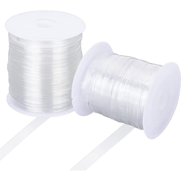 2 Rolls Clear Elastic Strap 0.24"/0.31" Width 32.8 Yards Total Transparent Elastic Band High Flexibility Clear Elastic for DIY Shoulder Bra Clothes Sewing ProjectClear