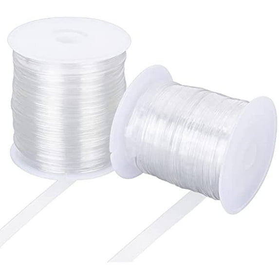 2 Rolls Clear Elastic Strap 0.24"/0.31" Width 32.8 Yards Total Transparent Elastic Band High Flexibility Clear Elastic for DIY Shoulder Bra Clothes Sewing Project