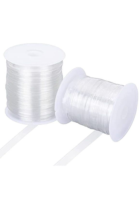 2 Rolls Clear Elastic Strap 0.24"/0.31" Width 32.8 Yards Total Transparent Elastic Band High Flexibility Clear Elastic for DIY Shoulder Bra Clothes Sewing Project