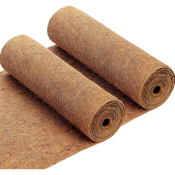 2 Rolls Coconut Liners for Planters 16x118 Natural Coco Fiber Coir Liner Roll Coconut Fiber Pad for Hanging Baskets Planters DIY Moss Pole Pet Reptile Carpet or Mat