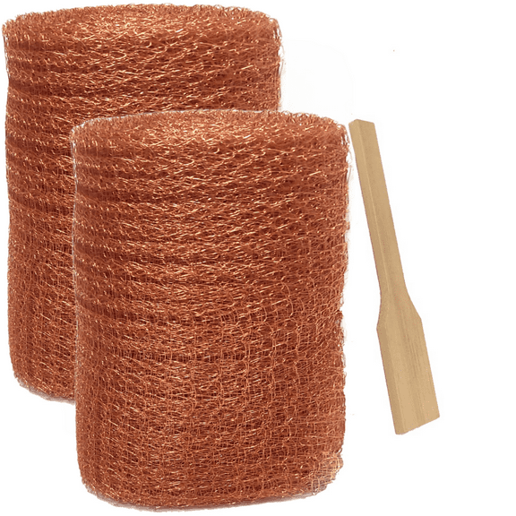 2 Rolls Copper Mesh Roll for Mice Rat 5in x 20ft Pure Copper Fill Fabric Hole Filler Flexible Copper Wool Mouse Trap for Bat Snail Bird Control Hole Blocking Gardening Sealing Water Opening