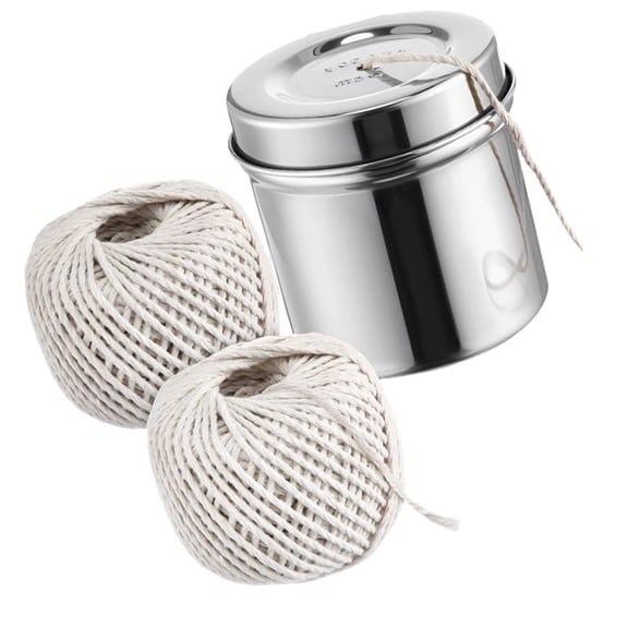 2 Rolls Cotton Kitchen Cooking Butcher Twine Rope With 1 Metal Dispenser For Tying Roasts Turkey Sausages Gift Wrapping