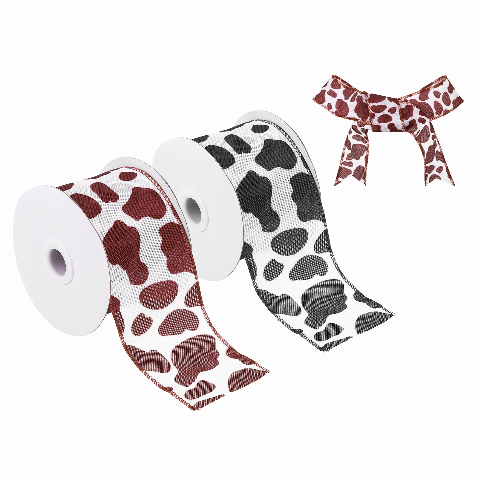 Cow Ribbon 2 Rolls Cow Print Ribbon Set, 10 Yards 2.5