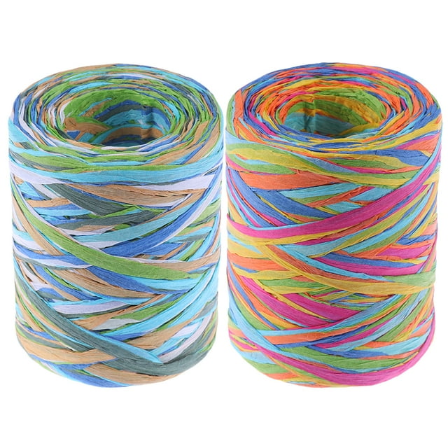 2 Rolls Craft Strings Wrapping Ribbons DIY Crafts Raffia Ribbon for ...