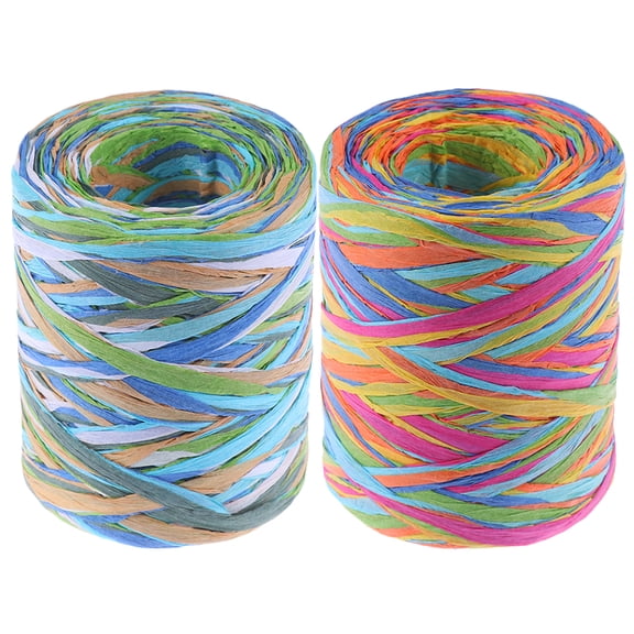 2 Rolls Craft Raffia Ribbon Strings for Wrapping, Crafts, Floral Arrangements, and Decorative Packaging