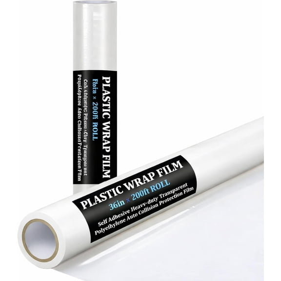 2 Rolls Crash Plastic Wrap Film 36 Inch x 200 ft Clear Plastic Protector for Car Windows Damaged Vehicles Self-Adhesive Crash Clear Wrap for Auto Collision Dust Protection Broken Windows