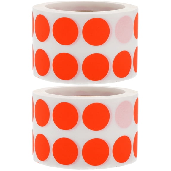 2 Rolls Creative Diary Stickers Fluorescent Label Dot Clear Red