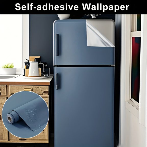 2 Rolls Dark Gray Peel and Stick Fridge Wallpaper, Black Gray-Blue Vinyl Wrap for Mini Refrigerator, Self-Adhesive Appliance Film Sticker for Kitchen & Wall Decor