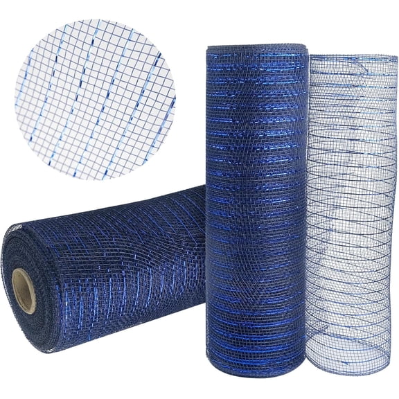 2 Rolls  Deco Mesh Ribbon 10 in x 30 ft, Fabric Mesh with Foil for Mesh Wreath Supplies,Poly Mesh Rolls for DIY Wreath Supplies Christmas Tree Halloween Decoration Gift Wrapping, Floral