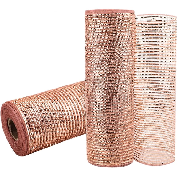 2 Rolls Deco Mesh Ribbon 10 in x 30 ft, Fabric Mesh with Foil for Mesh Wreath Supplies,Poly Mesh Rolls for DIY Wreath Supplies Christmas Tree Halloween Decoration Gift Wrapping, Floral