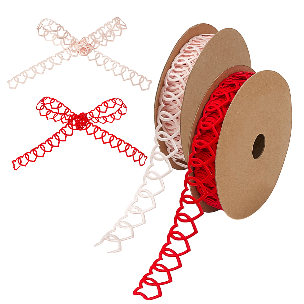 2 Rolls Decorative Love Heart Ribbon 20 Yards Love Hollow Ribbon Red ...