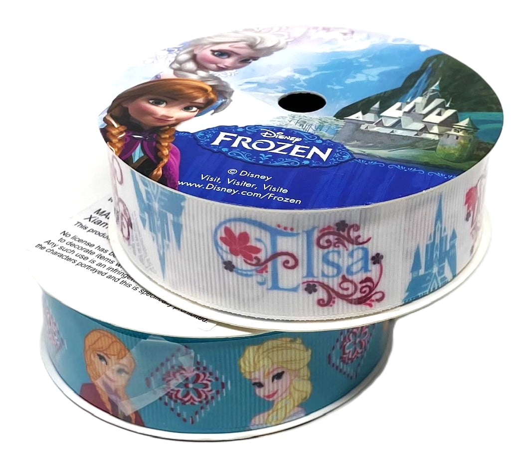2 Rolls - Disney Frozen Elsa & Anna Grosgrain 1 in. Ribbon - 18 Feet - Walmart.com