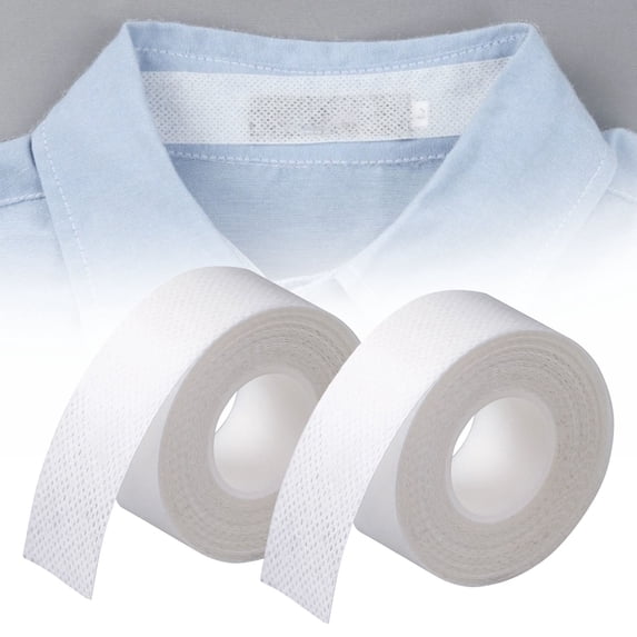 2 Rolls Disposable Collar Protector for Shirts,Self-Adhesive Disposable Shirt Collar Protector Sweat Pads Hat Protector Neck Tape for Invisible Liner for Men Women Against Sweat Stains,1"X16.4Ft