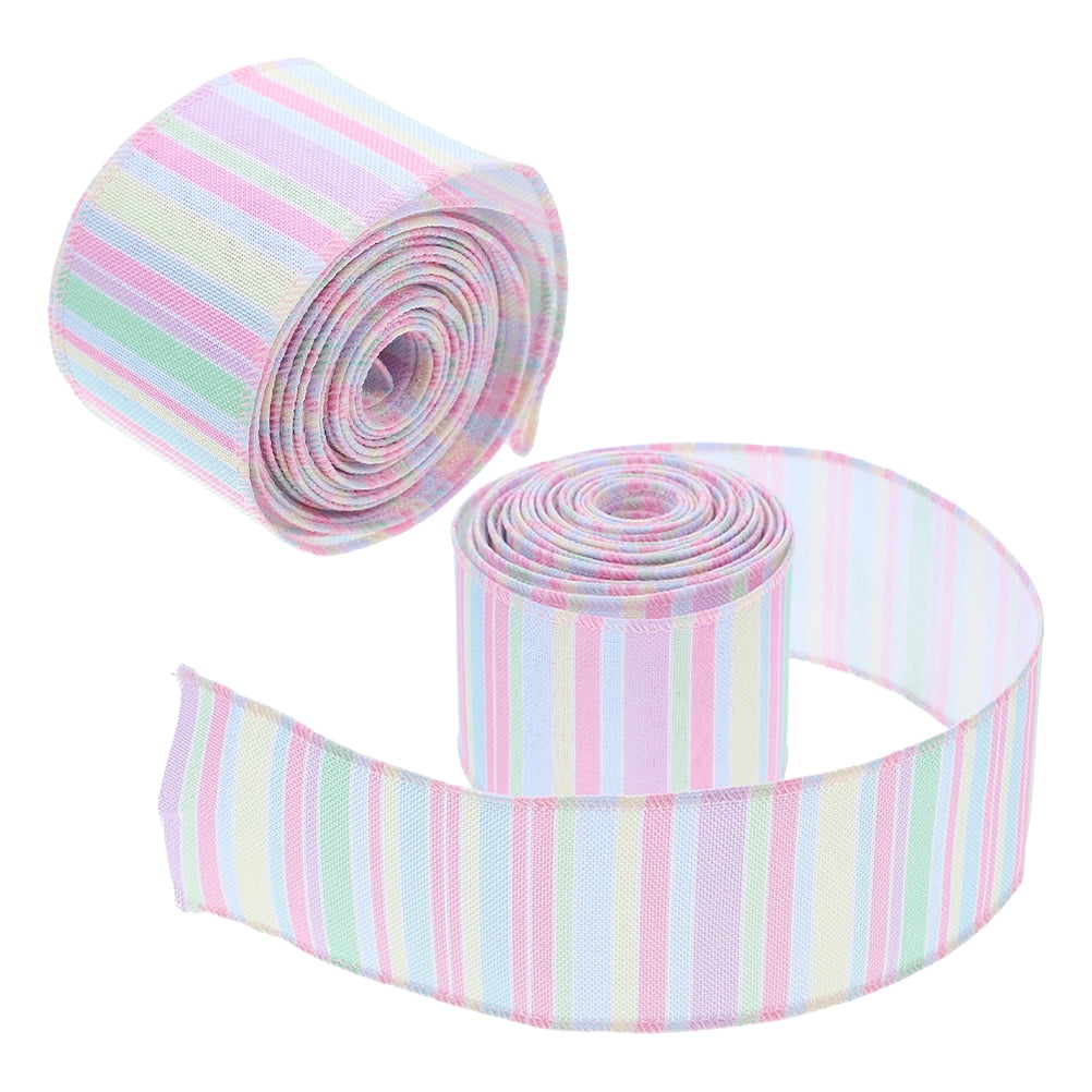 Easter Ribbon Pattern Holiday Gift Wrapping Ribbon Easter 2 Rolls Easter Wired Edge Ribbon ...