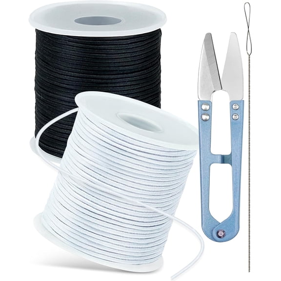 2 Rolls Elastic Bracelet String Total 330 Feet,1.0mm,1.2mm,1.5mm Elastic Cord for Beading Stretchy String with Beading Needle for Bracelets, Sewing, Necklace, Jewelry Making and Crafts