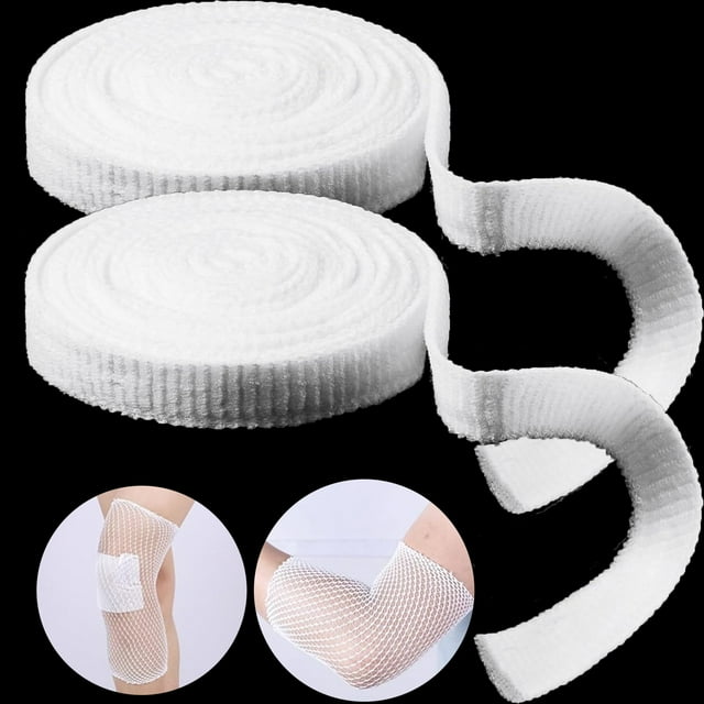 2 Rolls Elastic Net Wound Dressing Net,Bexikou Tubular Bandage Mesh, Tubular Gauze Fix
