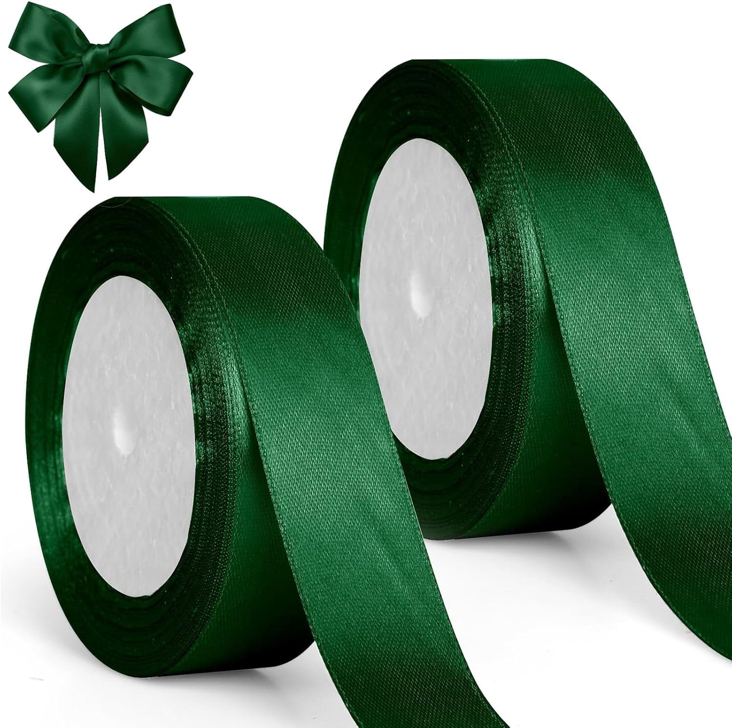 2 Rolls Emerald Green Ribbon for Gift Wrapping – 20mm X 22m Thick ...