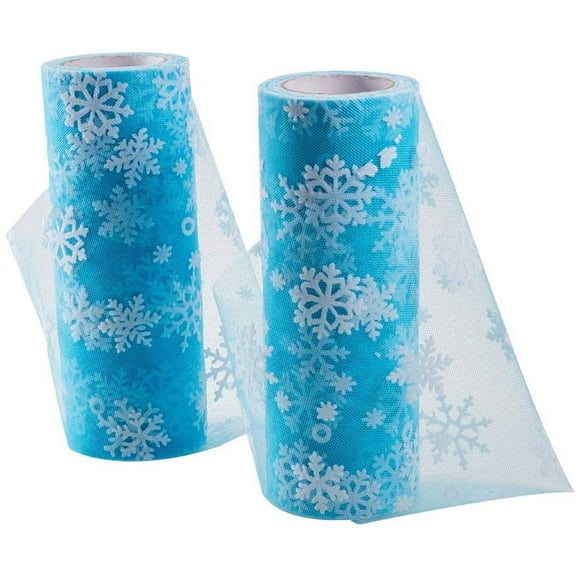 2 Rolls Fabric Tulle Snowflake Tulle Roll 6" x 10 Yards for Decoration Bows Craft Making Wedding Party Ribbon - 20 Yards in Total (Light Sky Blue) Sky Blue