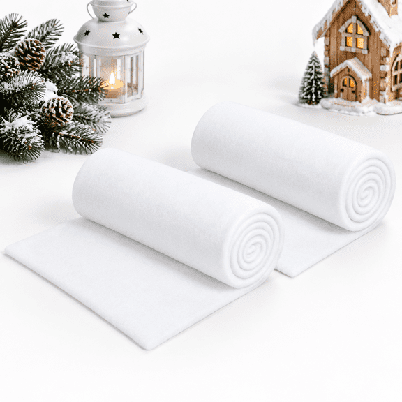2 Rolls Faux Snow Sheet Decoration, 23x8ft Large Artificial Snow Prop for Holiday Displays