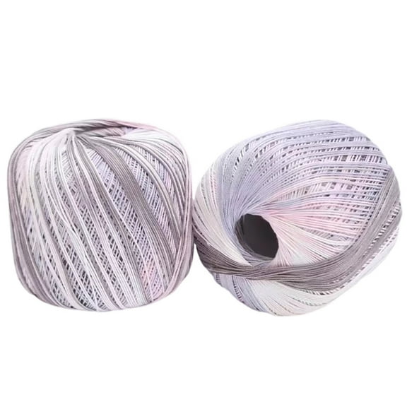 2 Rolls Fine Cotton Yarn Segmental Dyed Silk Thread for Crochet and Knitting Projects Type 1
