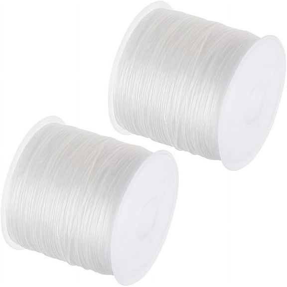 2 Rolls Flat Elastic Crystal Spandex String Elastic Beading Thread for Stretch Bracelet Making White 1.0mm about 65.61 yards(60m)/roll