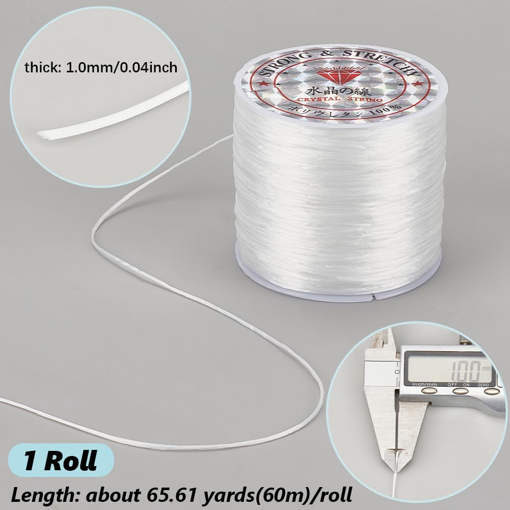 2 Rolls Flat Elastic Spandex Beading Thread White 1.0mm 60m Roll ...