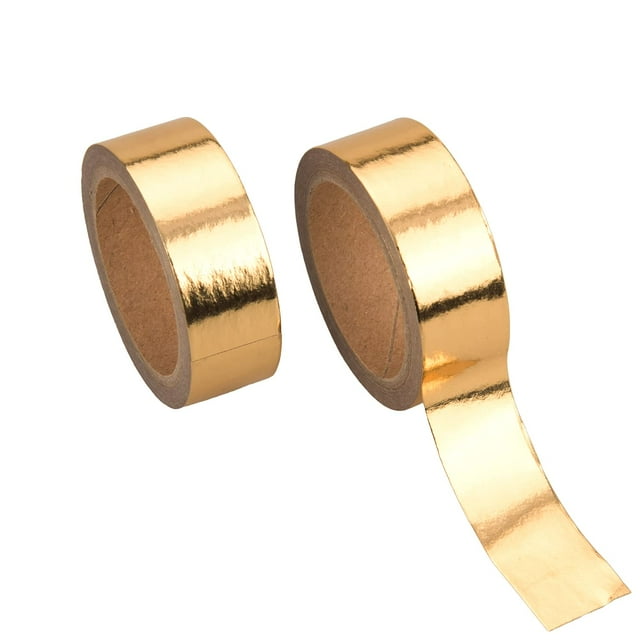 2 Rolls Gold Foil Washi Tape Solid 15mm x 5 Meters Decorative Masking