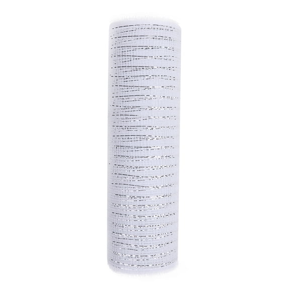 2 Rolls Gold Mesh Ribbon,10Inch x 30 Feet Metallic Gold Mesh Ribbon,Christmas Mesh Ribbon Bow for Xmas Wreath Garland Tree Wrapping Craft Decor White