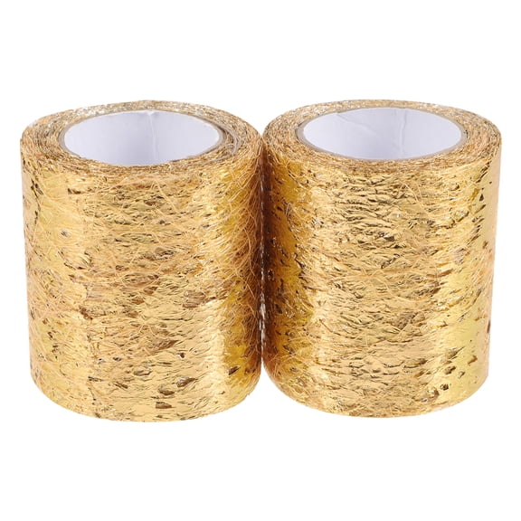 2 Rolls Gold Mesh Tulle Ribbon Gauze Tulle Roll for DIY Crafts Gift Flower Wrapping